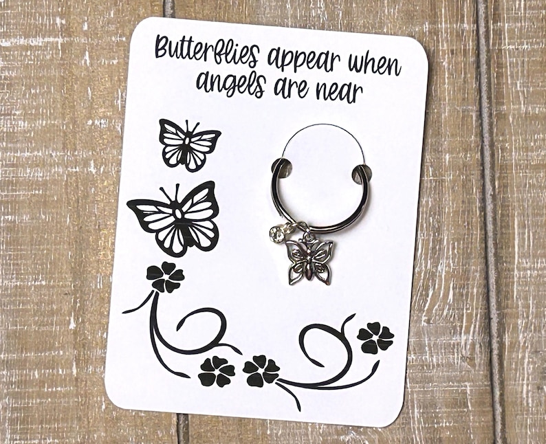 Keychain Gift With Card Butterflies Appear When Angels Are Near