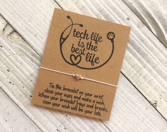 Vet Tech Wish Armband Vet technicus armband Diergeneeskunde wens armband tech gift card wens armband