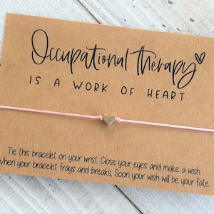Deseo de terapia ocupacional La terapia ocupacional es un trabajo del corazón Regalo de terapeuta ocupacional Pulsera de deseos Tarjeta de regalo Pulsera de deseos