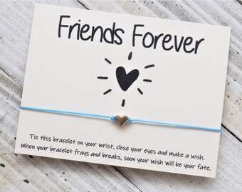 Friends Forever Wish Bracelet Best friends wish cord wish bracelet simple gift wish bracelet with a heart bead wish bracelet