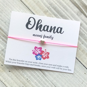 Ohana Wish Bracelet Ohana means family cord wish bracelet simple gift wish bracelet with a heart charm wish bracelet