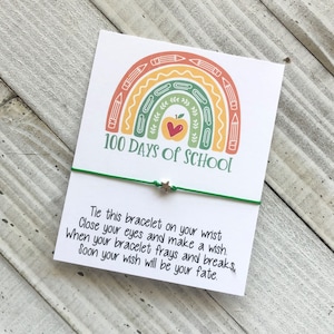 100 jours d’école bracelet 100 jours d’école boho arc-en-ciel carte cadeau bracelet de souhait