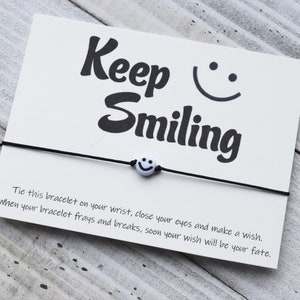 Keep smiling  wish Bracelet gift birthday party simple gift cord personalized custom wish bracelet smile face bracelet