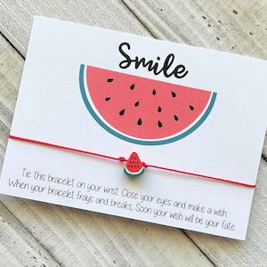 Smile Wassermelone Wunsch Armband Motivation Geschenk mit einer Wassermelonenperle Wunscharmband