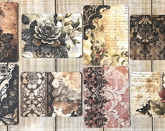 Gothic grunge junk journal cards junk journal cards 3 X 4 grungy gothic journal cards card topper set of 8