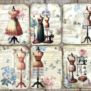 diario basura estilo vintage vestido forma tarjetas de diario de costura 3 X 4 tarjetas de diario vintage costura moda tarjetas de diario basura