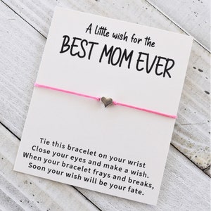 Feliz día de la madre deseo pulsera amor deseo cordón deseo pulsera simple mamá regalo deseo pulsera con una pulsera de deseo de cuentas del corazón