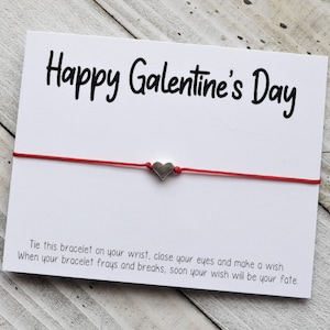 Happy Galentine's Day wish bracelet friends valentine's day gift Galentine's Day bracelet heart bead wish bracelet