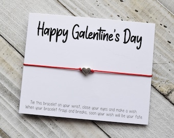 Happy Galentine&#39;s Day wish bracelet friends valentine&#39;s day gift Galentine&#39;s Day bracelet heart bead wish bracelet