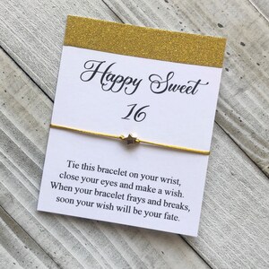 16.Geburtstags-Wunsch-Armband mit einer Sternperlenschnur Sweet 16 Wunscharmband einfaches Geschenk Schnur Wunscharmband