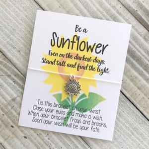 Sonnenblumen Wunscharmband Inspirationsschnur Wunscharmband schlicht Geschenk Wunscharmband mit einem Sonnenblumen Charm Wunscharmband