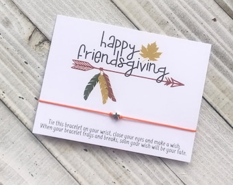 Happy Friendsgiving wish bracelet Friendsgiving gift wish bracelet gift card gift