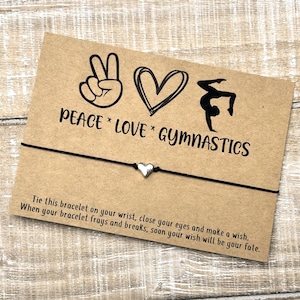 Peace love Gymnastics wish bracelet gymnastics gymnast love friendship bracelet gift wish bracelet