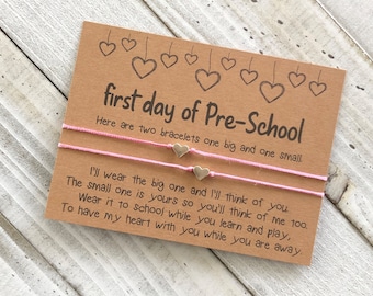 First day of school mommy and me daddy and me comfort back to school bracelet set wish bracelet