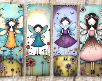 Whimsical fairy bookmark cute fairies laminated bookmark set