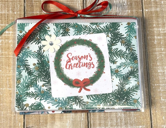 Christmas recipe keeper journal clear pocket recipe saver holiday themed
