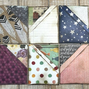 Junk Journal gefaltet Origami Tasche Papier gefaltete Tasche Geschenkkartenhalter Satz von 6