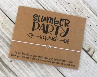 Slumber Party squad wish bracelet sleepover party gift birthday party favor wish bracelet gift