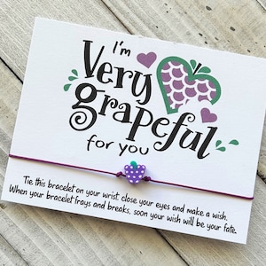 Je suis raisin pour toi souhait bracelet amour, remerciement remerciement bracelet cadeau avec un bracelet de souhait de perle de raisin