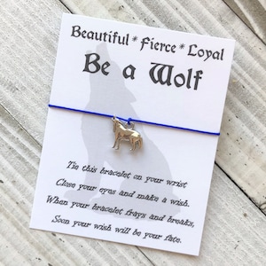 Wolf Wish Bracelet inspirational cord wish bracelet simple gift wish bracelet with a wolf charm wish bracelet