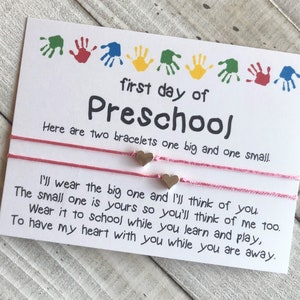 First day of preschool bracelet set mommy and me daddy and me preschool comfort wish bracelet