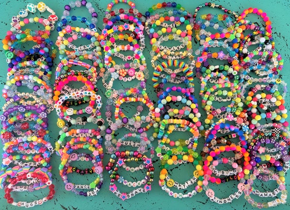 Bead art kandi cuff bracelets, sky blue sunshine & moonlit night, EDC rave  OOAK | eBay