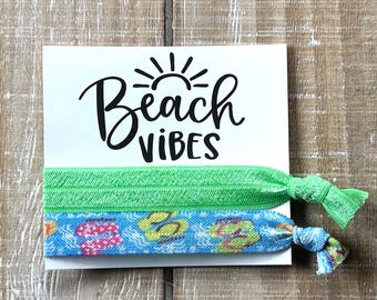 Beach Vibes Hair Ties: Girls Trip, Pool Party, Ocean Theme party gift Favors