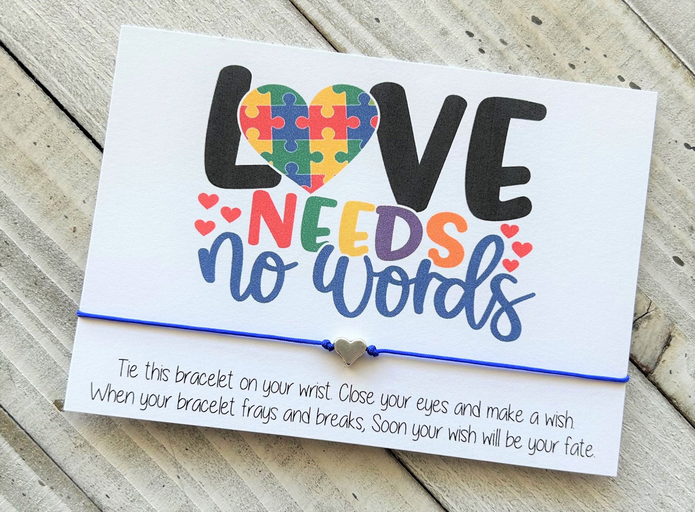Autism wish bracelet love needs no words Autism bracelet gift Autism Awareness gift
