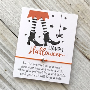 Happy Halloween Hexen Wunscharmband Hexenfüße Armband Geschenkkarte Wunscharmband mit Sternperle Wunscharmband