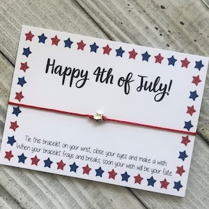 Joyeux 4 juillet bracelet de souhaits Fête de l’indépendance 4 juillet bracelet cadeau de souhaits