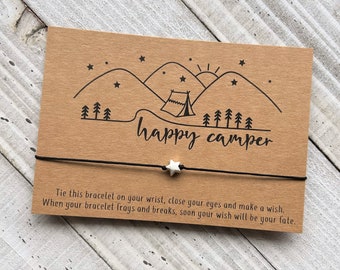 Happy camper wish Bracelet with a star bead Camp camper wish bracelet simple gift cord wish bracelet