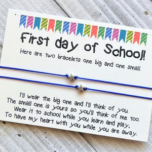 First day of school bracelet set back to school mommy and me daddy and me set of 2,3,4,5,6 comfort wish bracelet