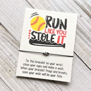 Softball Wish Bracelet run like you stole it wish bracelet card with star bead wish bracelet