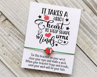 Teacher wish Bracelet teacher appreciation gift wish bracelet simple gift cord wish bracelet with a heart bead