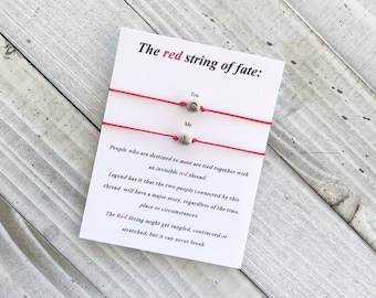 Red string of fate personalized bracelet couples bracelet red string couples personalized bracelet Initials bracelet