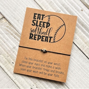 Softball wish Bracelet eat sleep softball repeat bracelet softball team card with star bead wish bracelet