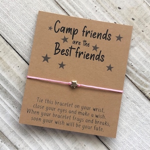 Campamento deseo Pulsera con una cuenta de estrella Los amigos del campamento son los mejores amigos pulsera de deseos simple cordón de regalo pulsera de deseo