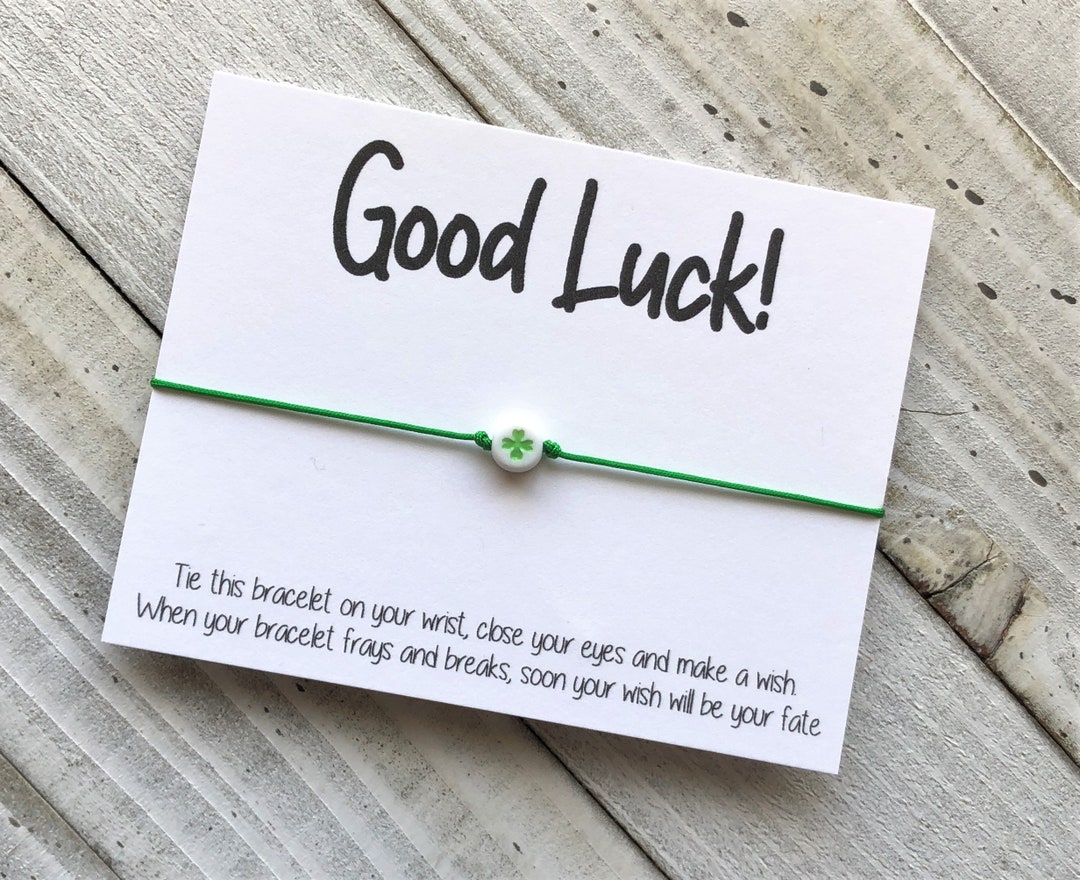 Good Luck Wish Bracelet Good Luck Card With 4 Leaf Clover Bead Wish ...