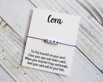 Name Wish Bracelet cord wish bracelet simple gift cord personalized custom wish bracelet on personalized card