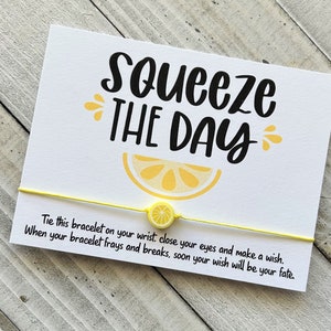 Zitrone Wunsch Armband Squeeze the day Armband Motivation Geschenk mit einer Zitronenperle Wunscharmband