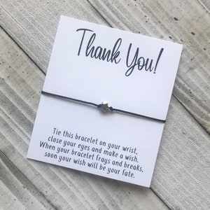 Thank You Wish Bracelet with a star bead Thank you cord wish bracelet simple gift cord wish bracelet