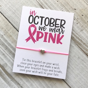Regalo per il sostegno al cancro, cancro, ottobre, indossa un braccialetto rosa per il sostegno della famiglia, un braccialetto semplice per i desideri, con cordoncino regalo