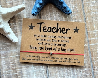 Teacher wish Bracelet teacher appreciation gift wish bracelet simple gift cord wish bracelet with a star bead