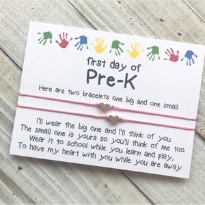 First day of Pre-K bracelet set mommy and me daddy and me pre k comfort wish bracelet