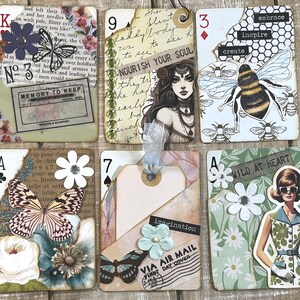 Altered playing cards for junk journal, journal cards, scrapbooking, happy mail altered playing card set of 6