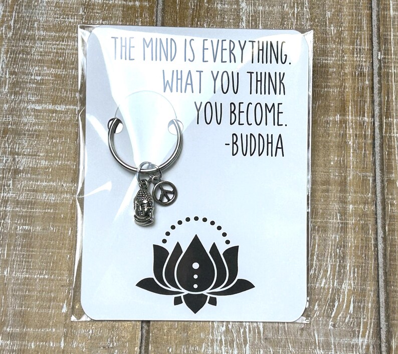 Keychain Gift With Card Buddha Keychain With Card Mind is Everything