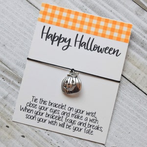 Joyeux bracelet de souhait d’Halloween Halloween cadeau de citrouille bracelet de souhait avec un bracelet de souhait de charme de citrouille