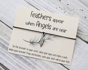 Feather wish bracelet feathers appear when angels are near grief wish bracelet feather wish bracelet