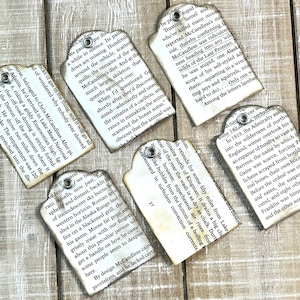Geschenkanhänger für Buchseiten upcycled 6er Set