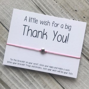 Thank You Wish Armband mit einer Sternperle großes Dankeschön Kordel Wunscharmband einfaches Geschenk Kordel Wunscharmband